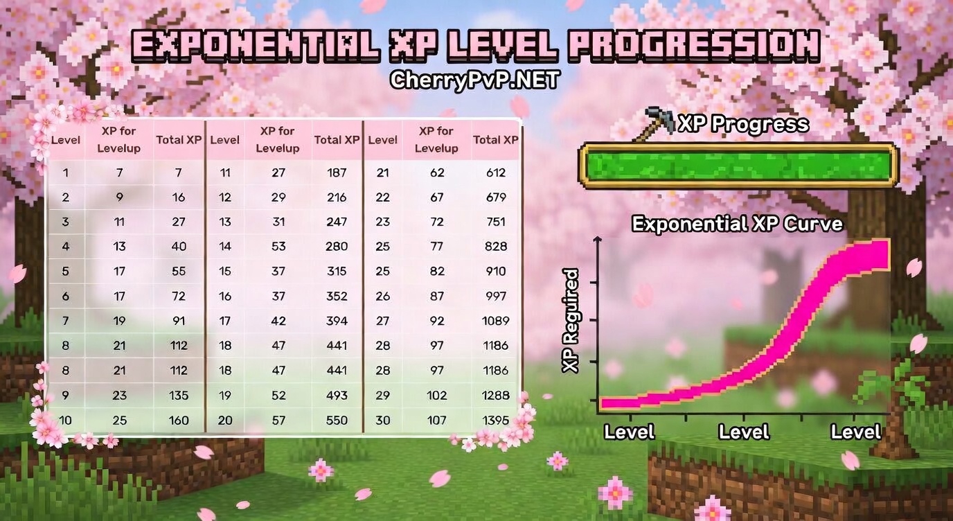Infographic showing how Minecraft XP level costs ramp up and why early enchanting is more efficient.